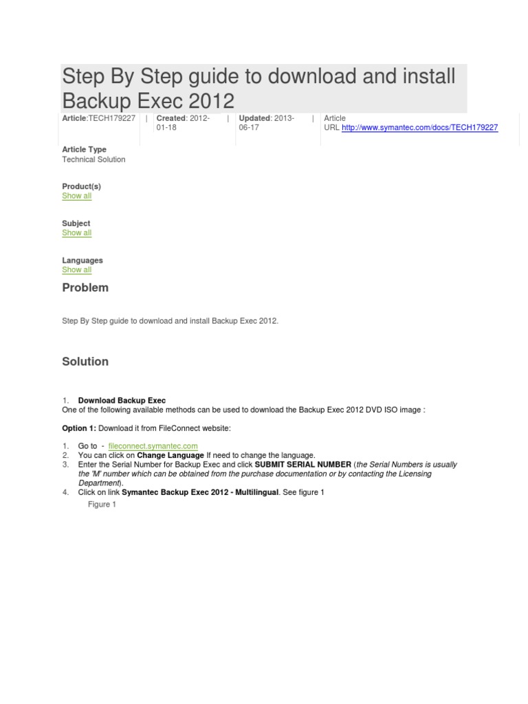 Step by Step Guide To Download and Install Backup Exec 2012 | PDF | Backup  | Login