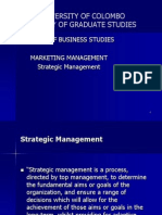 University of Colombo Faculty of Graduate Studies: Master of Business Studies Marketing Management Strategic Management