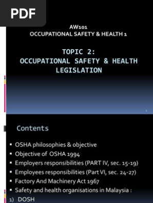 Aw101 Topic 2 Jun 2012 Occupational Safety And Health Administration Occupational Safety And Health