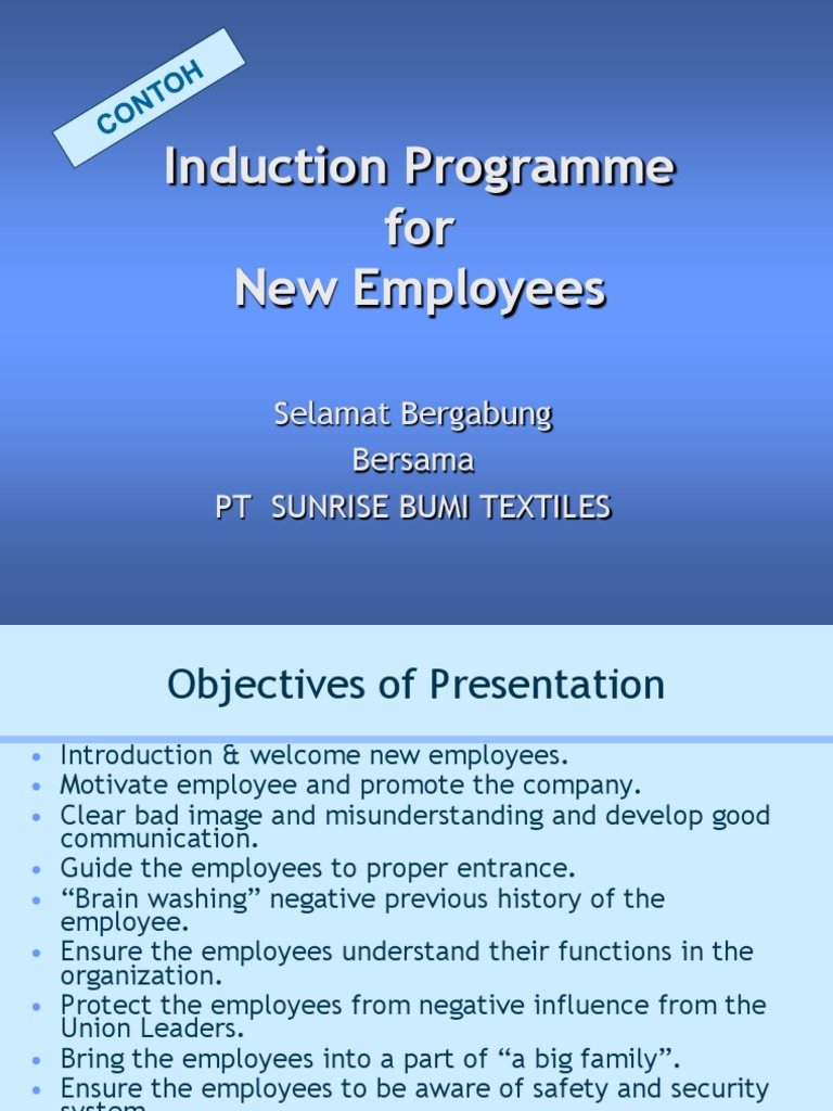 Program Induksi Karyawan Baru PT SBT | PDF
