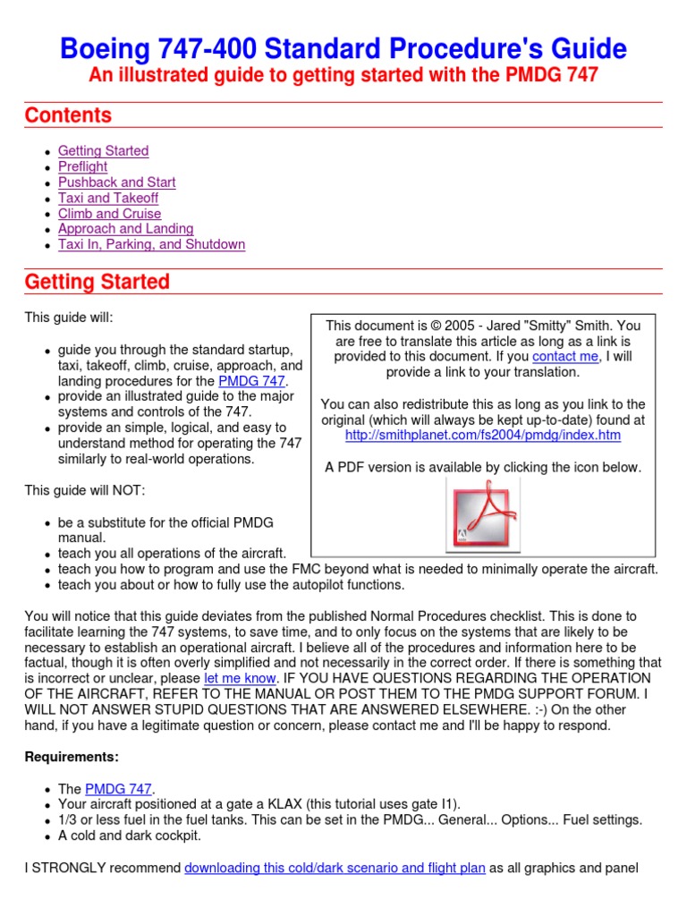 Boeing 747-400 Standard Procedure's Guide | PDF | Cockpit | Takeoff