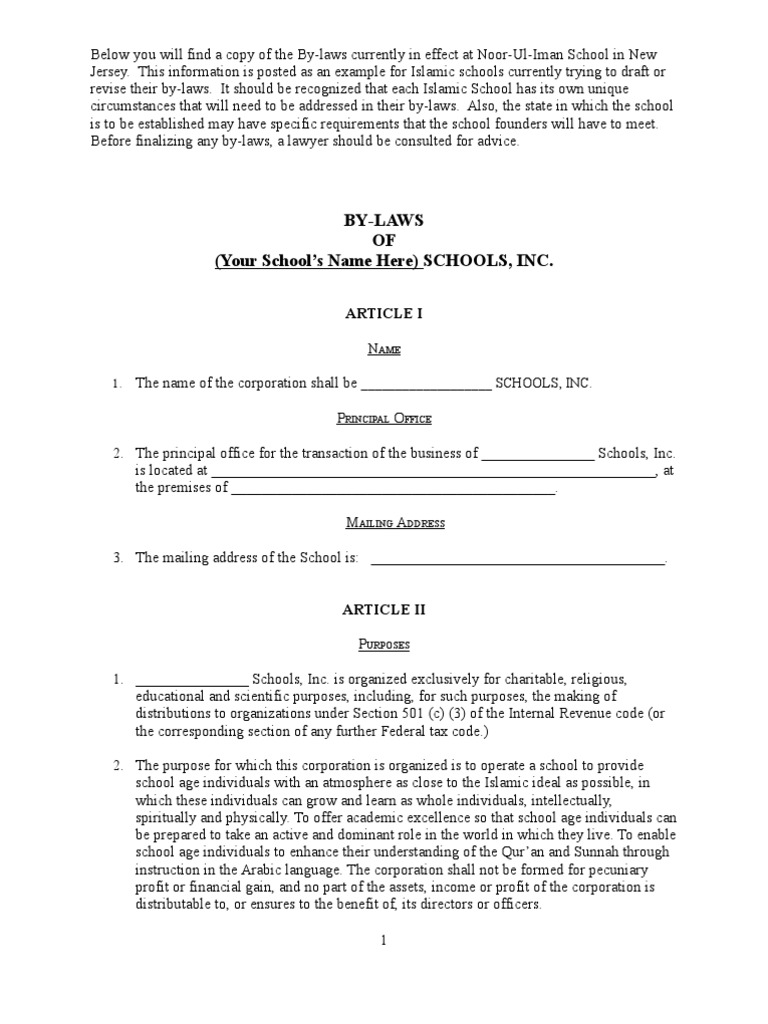 Sample Bylaws | PDF | By Law | Board Of Directors