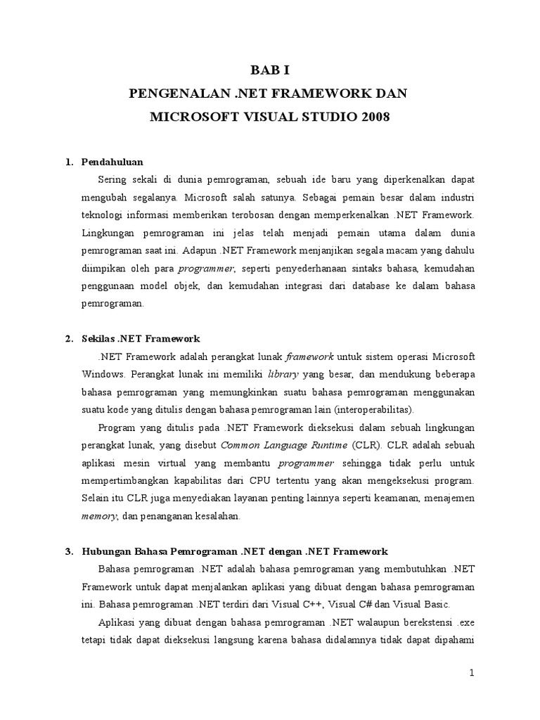 Pengenalan .NET Framework & Visual Studio 2008 | PDF