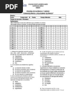 PRUEBA DE QUÍMICA 3° Medio EQUILIBRIO QUÍMICO