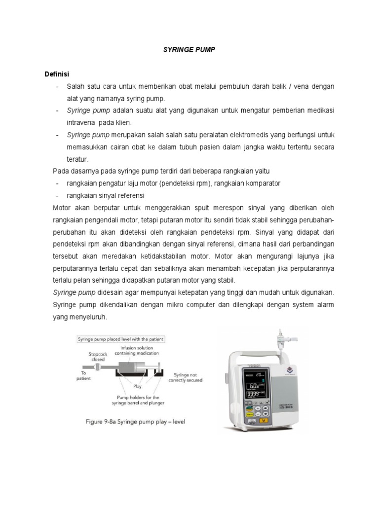 Fungsi dan Pengoperasian Syringe Pump | PDF | Kesehatan Holistik
