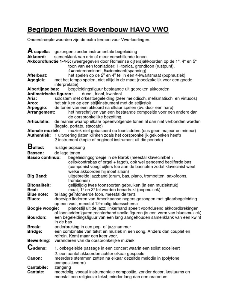 Muziekbegrippen | Pdf