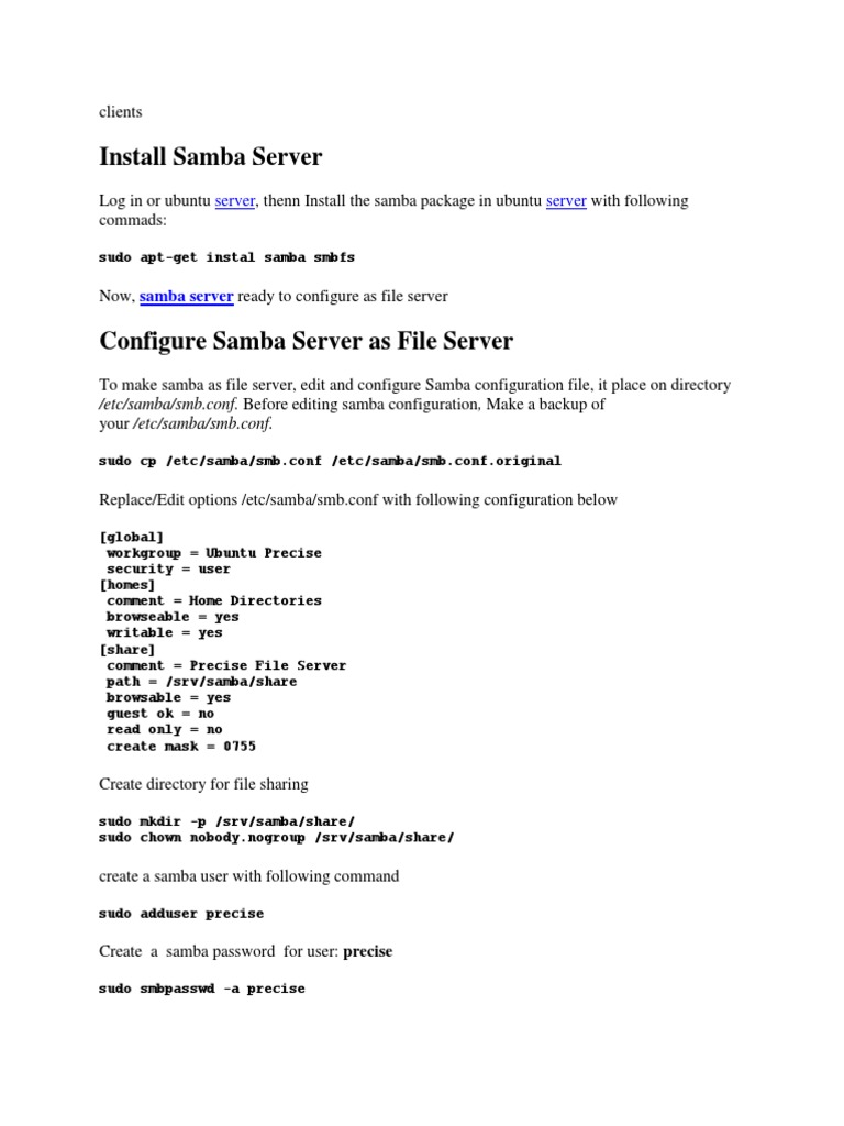 Install Samba Server | PDF