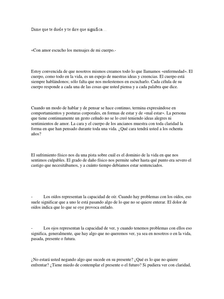 Dime Que Te Duele Y Te Dire Que Significa Pdf Ira Amor