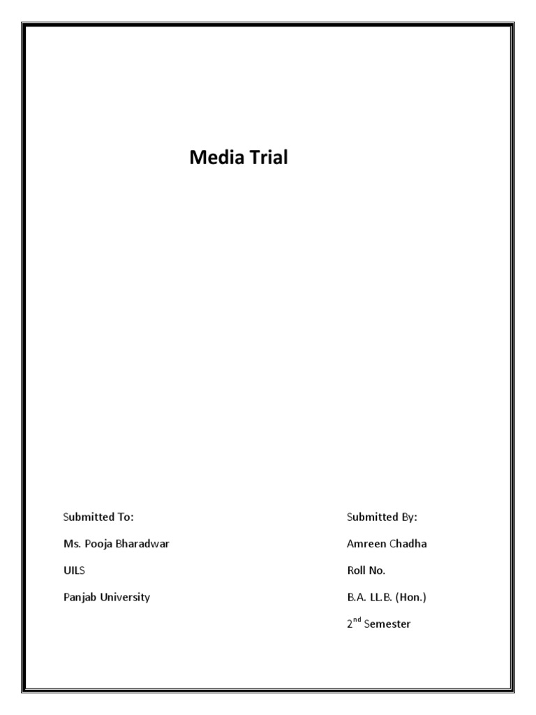 Media Trial PDF Witness Contempt Of Court