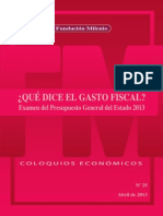 Coloquio económico Nº 25 Que dice el gasto fiscal, Examen del Presupuesto General del estado 2013 (1)