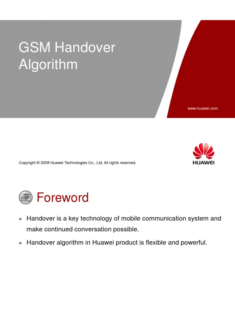 OMF810002 GSM Handover Algorithm ISSUE2.0 | PDF | Telecommunications ...