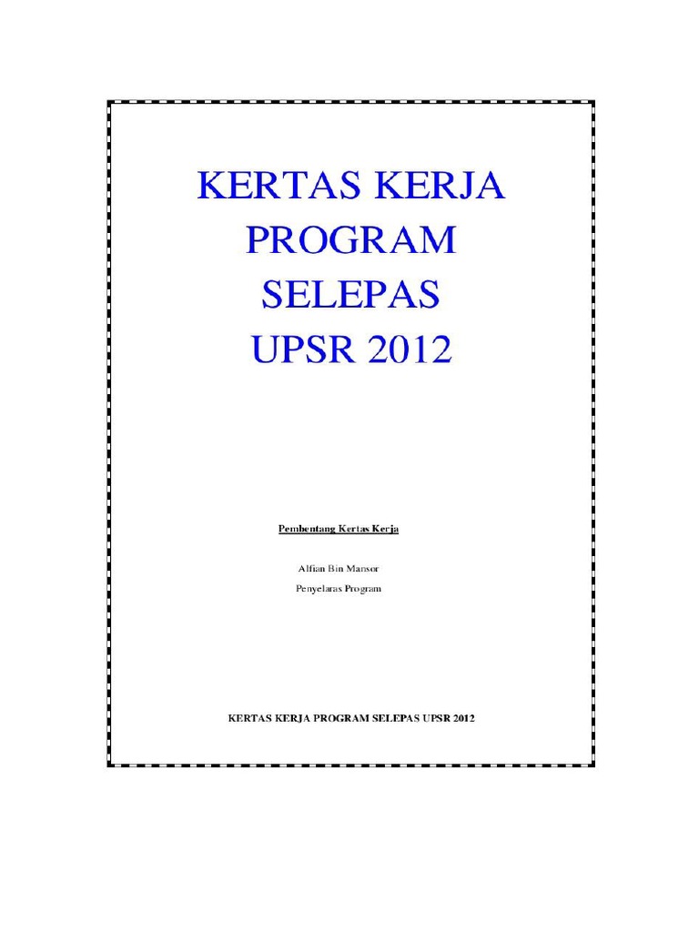 kertas kerja pasca upsr