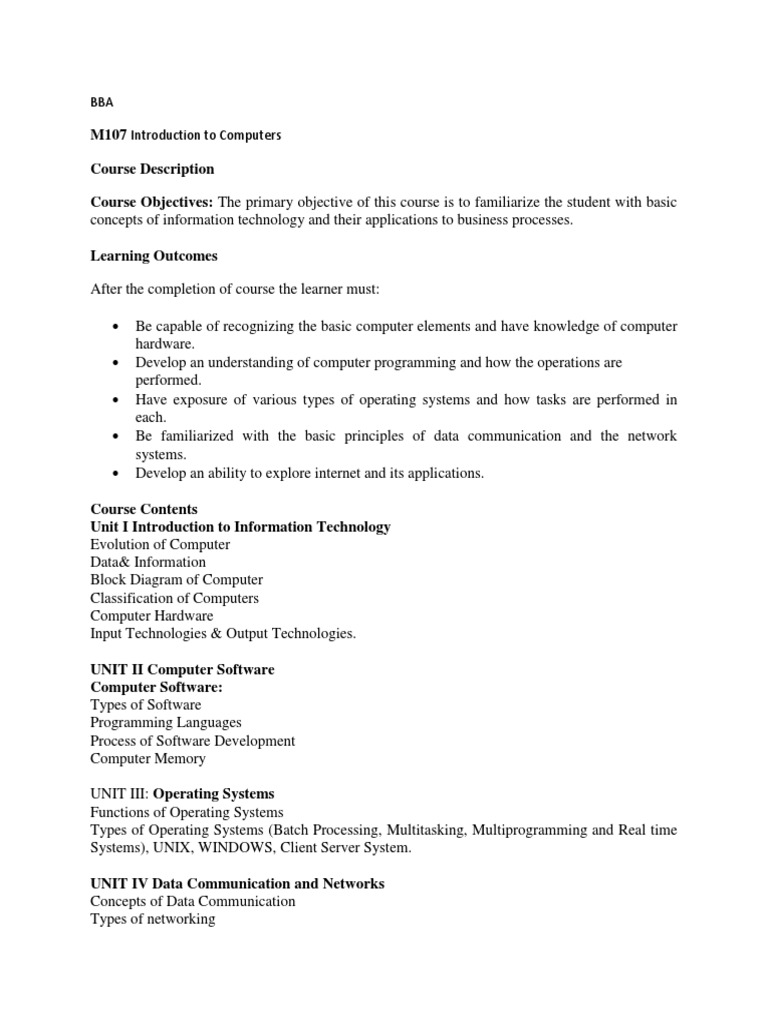 Introduction to Information Technology Course | PDF | Computer Network ...