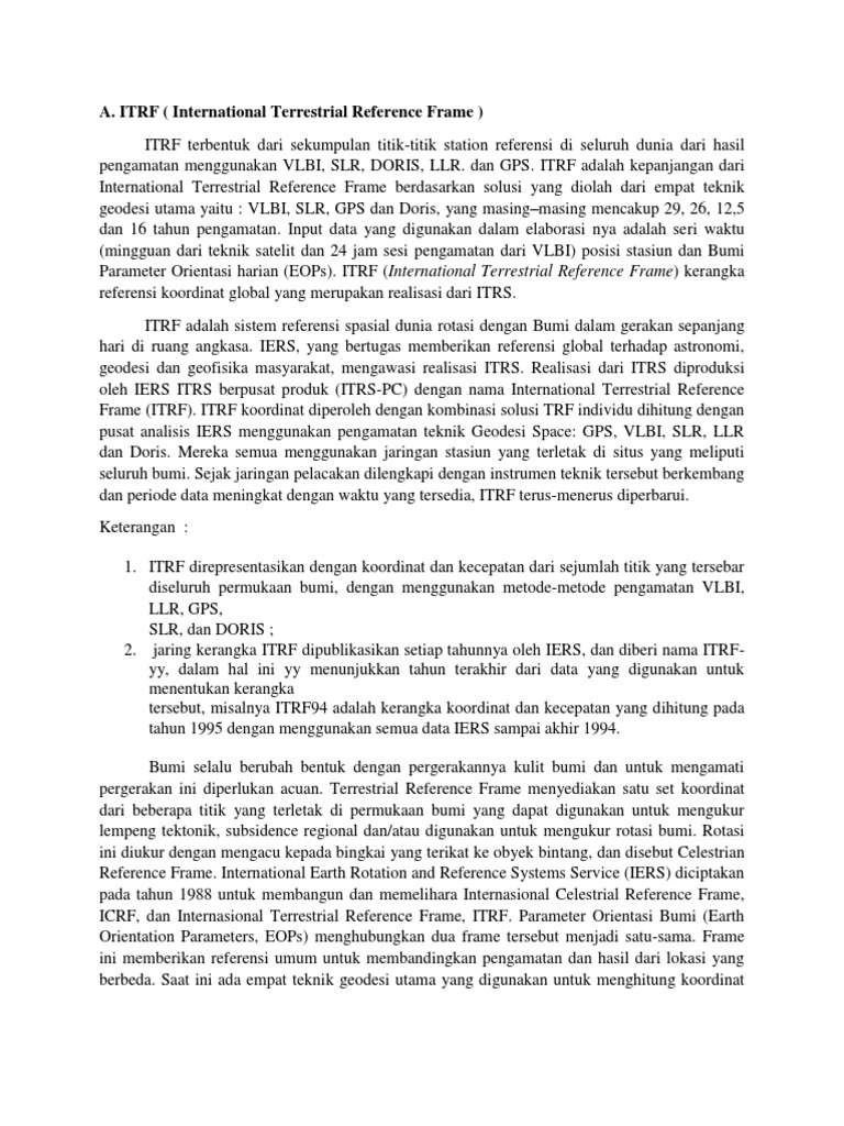 ITRF Terbentuk Dari Sekumpulan Titik | PDF