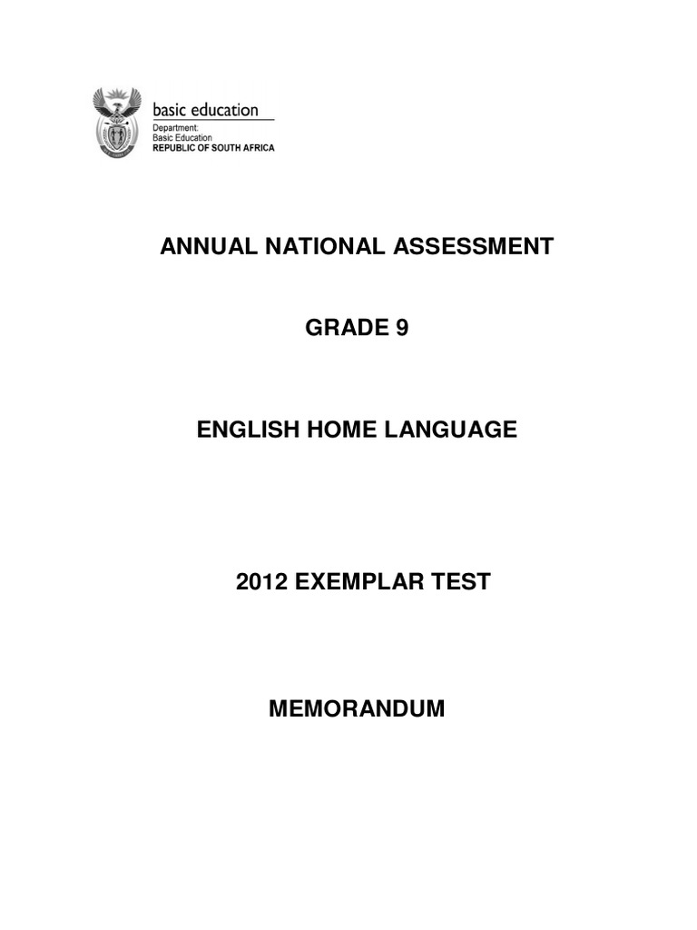 Grade 9 English Home Language Memo Pdf