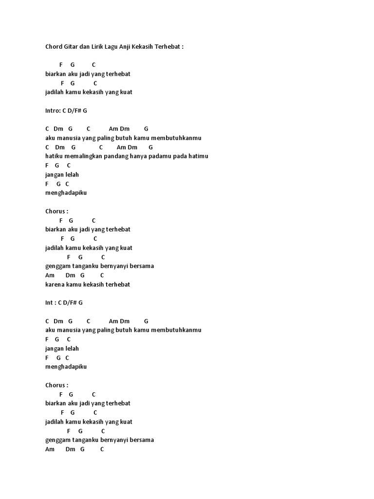 Chord Gitar Dan Lirik Lagu Anji Kekasih Terhebat