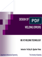 Design of Weld Joints and Welding Errors