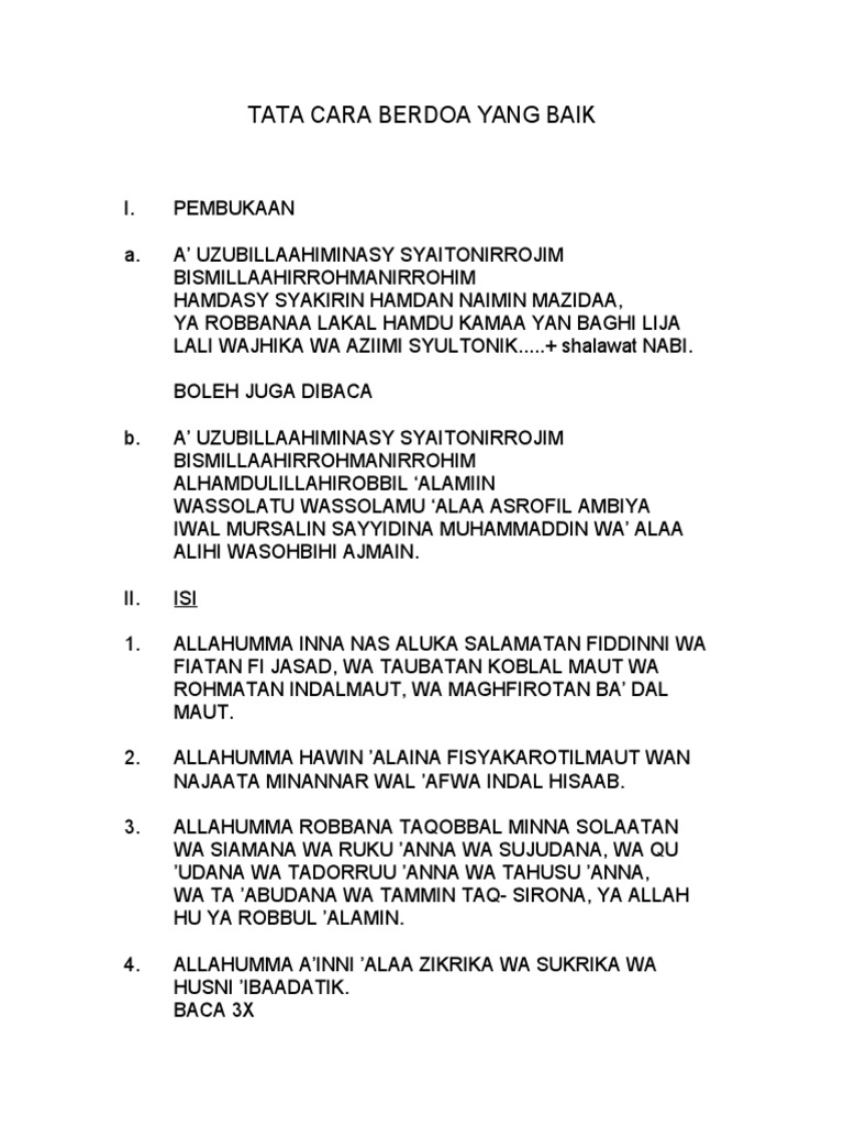 Tata Cara Berdoa Yang Baik PDF