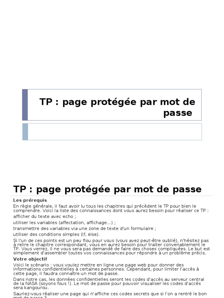 TP PHP | PDF | Mot de passe | PHP