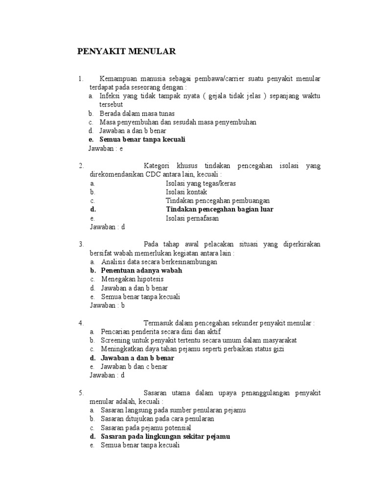 Soal Penyakit Menular