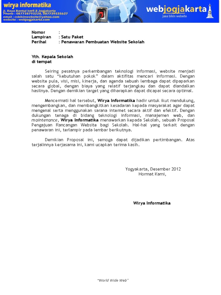 Proposal Penawaran Pembuatan Website Sekolah Doc