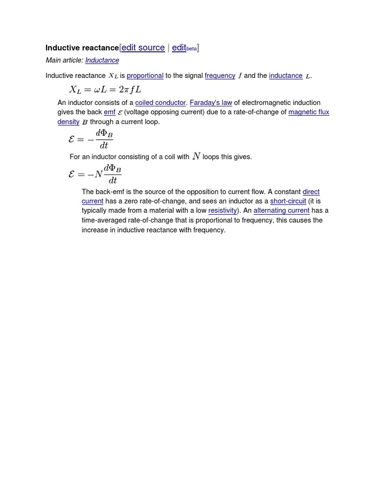 Edit Source Edit: Inductive Reactance | PDF | Inductance | Inductor