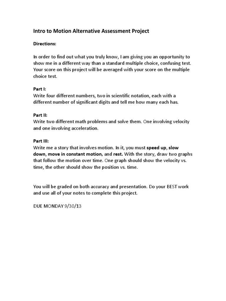 Physics Motion Project Guide | PDF