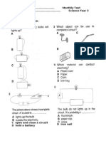 Y3 Science Monthly Test - Circuits & Conductors
