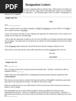 Resignation letter
