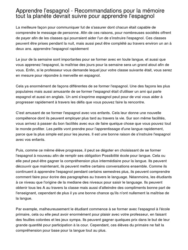 Description D Une Personne En Espagnol Exemple - Exemple 