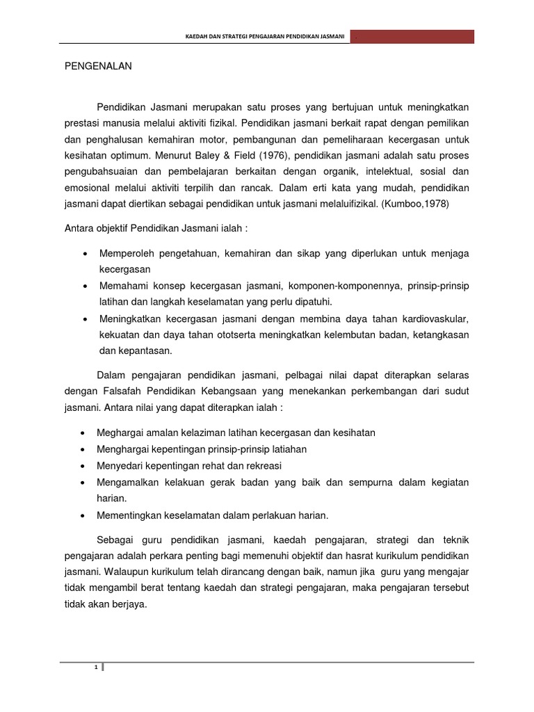 Kaedah Pengajaran Pendidikan Jasmani Pdf