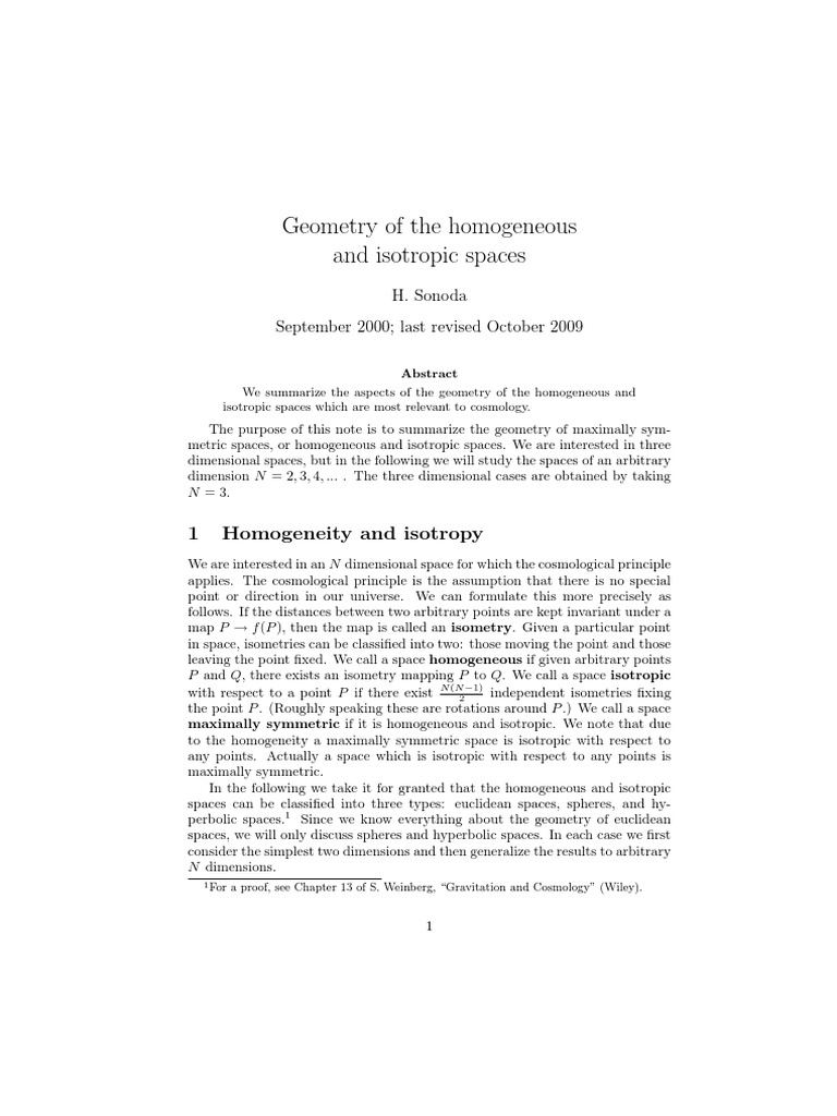 Geometry of The Homogeneous and Isotropic Spaces | PDF | Sphere ...