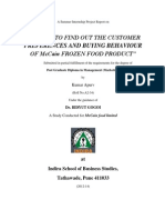 A Study To Find Out The Customer Preferences and Buying Behaviour of Mccain Frozen Food Product