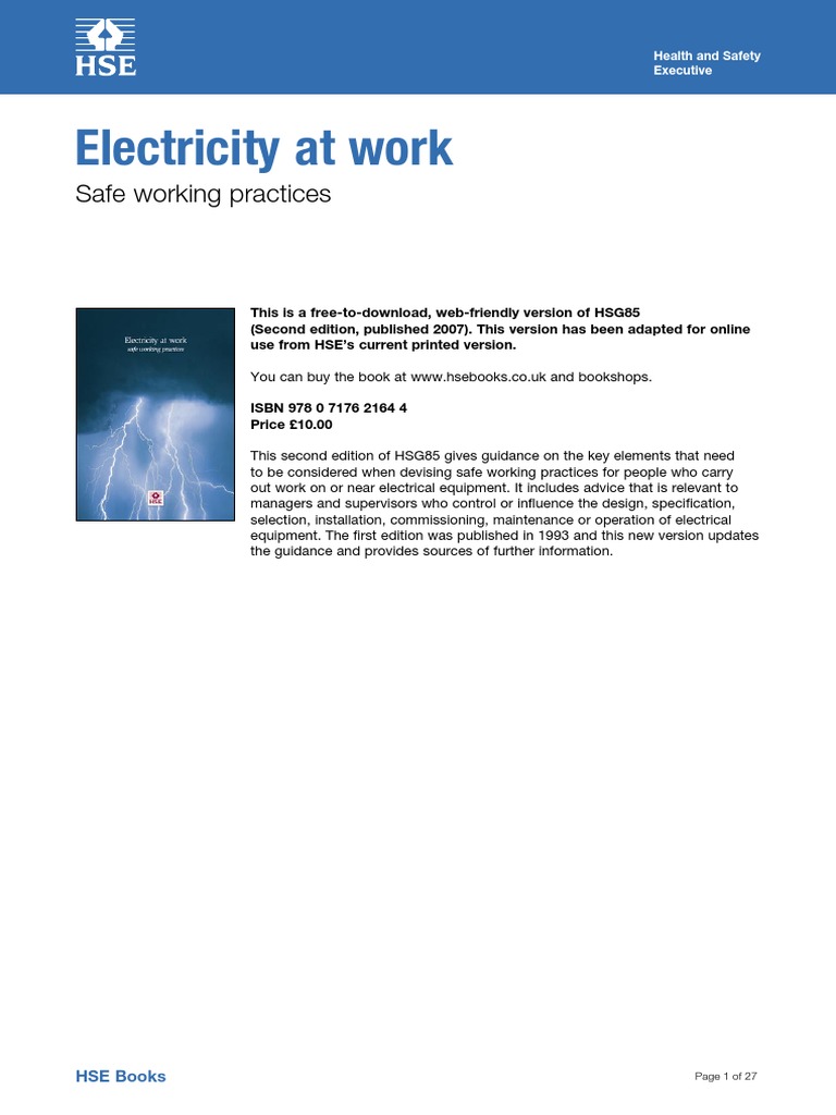 Health and Safety Electricity at Work | PDF | High Voltage | Safety