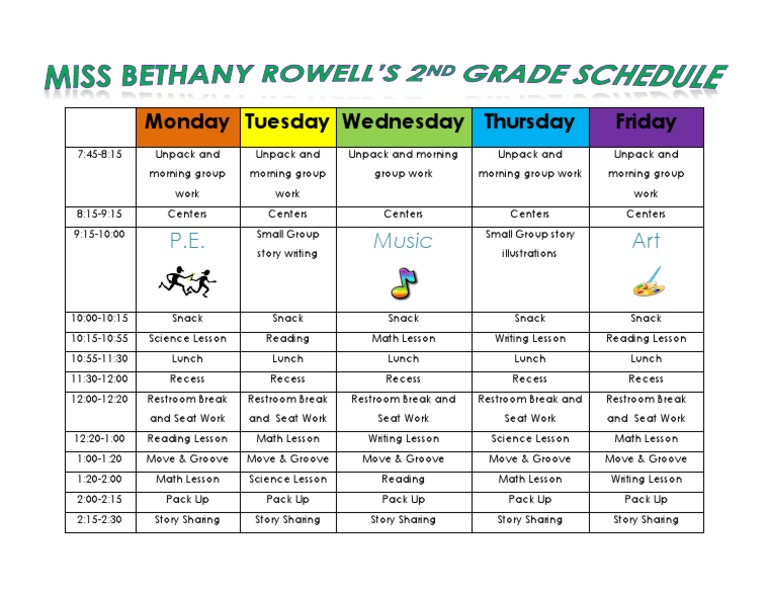 Weekly Classroom Schedule Overview | PDF | Language Arts & Discipline ...