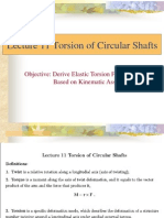 Lecture 11 Torsion of Circular Shafts: Objective: Derive Elastic Torsion Formula Based On Kinematic Assumptions