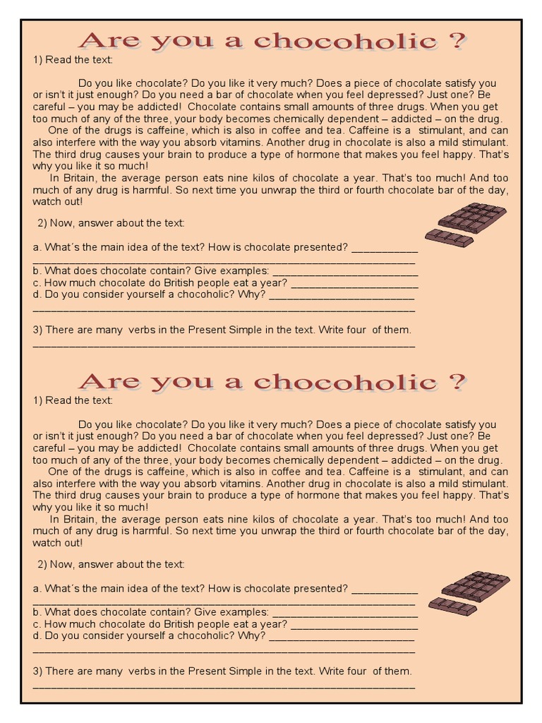 Atividade de Ingles Texto Do Chocolate Caffeine Stimulant