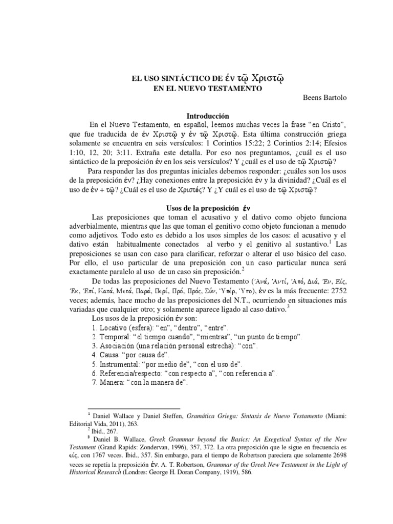 Uso de ἐν τῷ Χριστῷ en el NT | PDF | Cristo (título) | Sustantivo