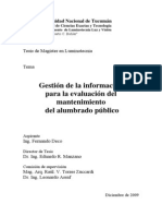 Tesis. Gestión de La Información para La Evaluación Del Mantenimiento Del Alumbrado Público