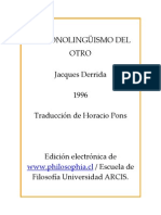 Derrida, J. - El monolingüismo del otro [1996]