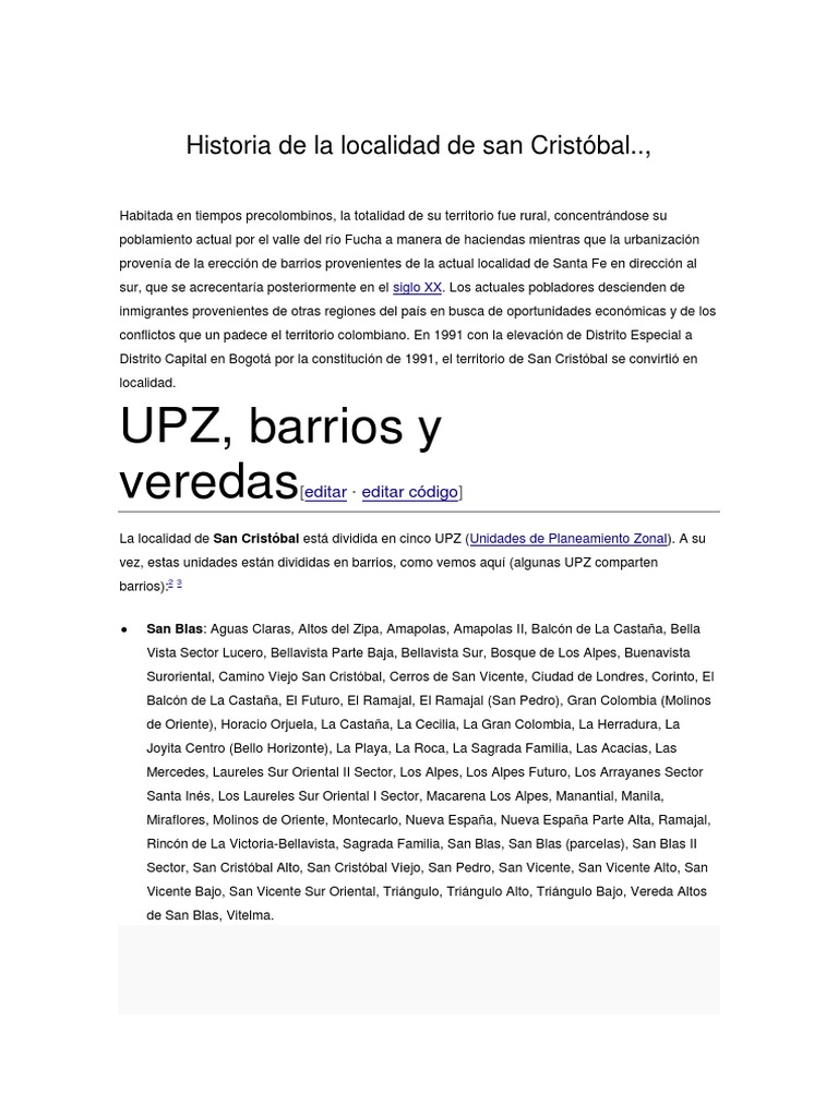 Historia de la Localidad de San Cristóbal | PDF | Science | Geografía
