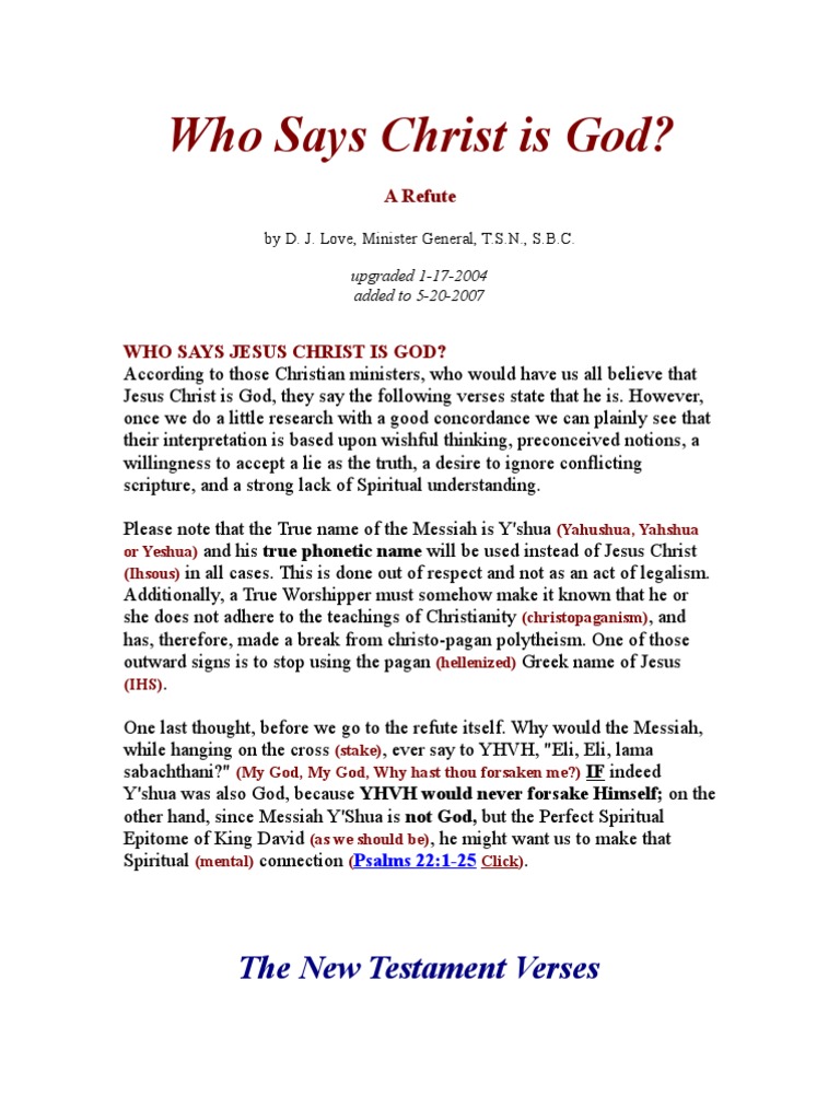 Refuting the Divinity of Y'shua | PDF