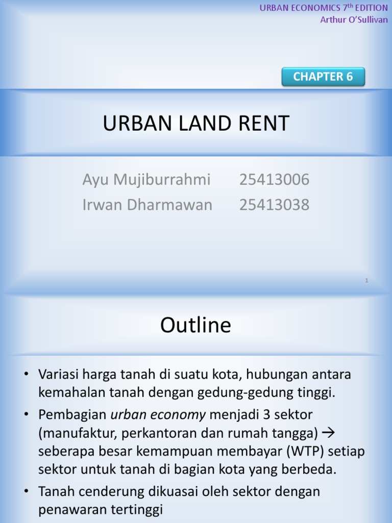 Urban Land Rent PDF