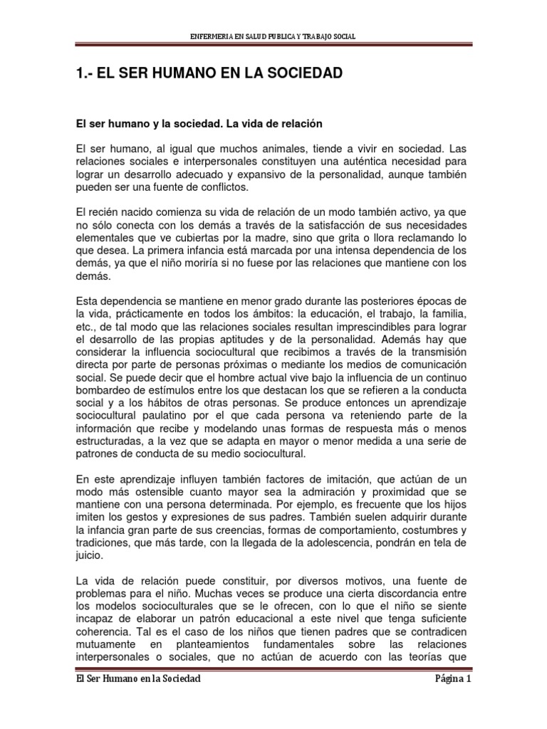 El Ser Humano y su Rol en la Sociedad | PDF | Sociedad | Homo Sapiens
