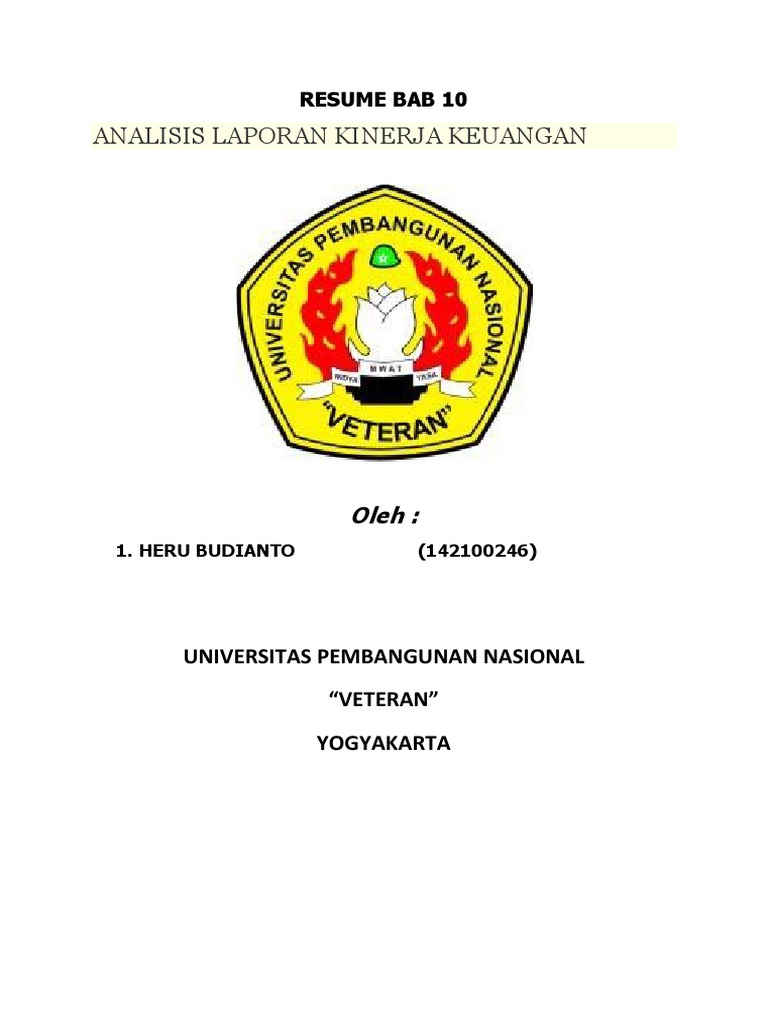 Resume Bab 10 Analisis Laporan Kinerja Keuangan