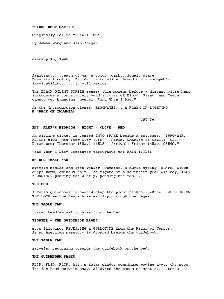 Final Destination (Flight 180) Original Script.pdf Flight Attendant