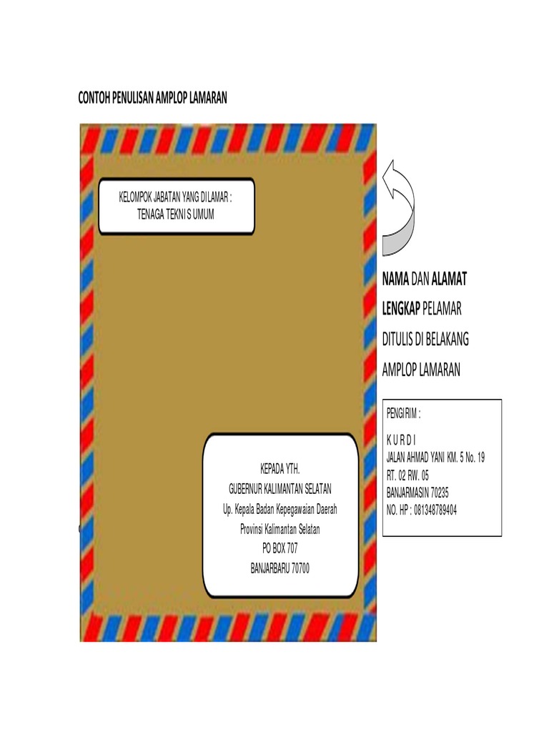 Contoh Penulisan Alamat Di Amplop Lamaran