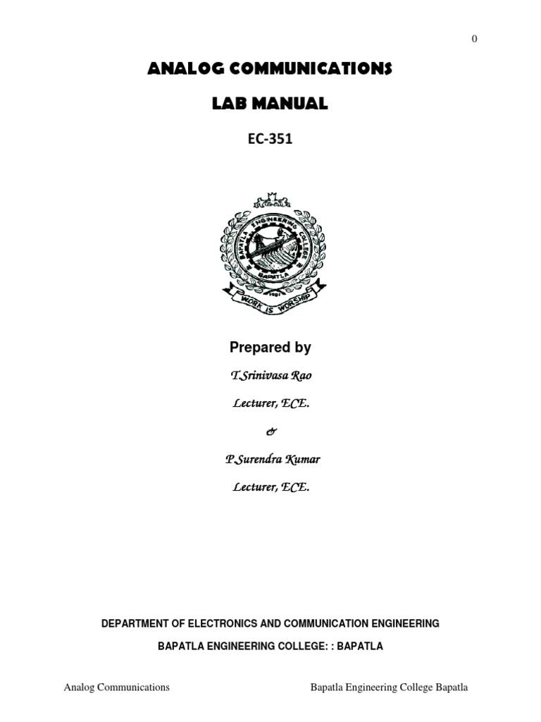 EC 351 AC Analog Communication lab manual | Amplifier | Frequency Modulation