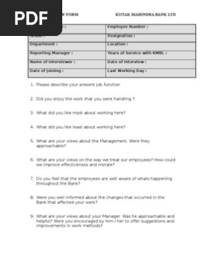 Exit Interview Form 021105