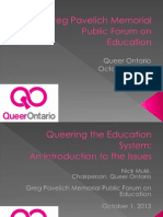 Queer Ontario - Greg Pavelich Memorial Public Forum On Education - Introduction